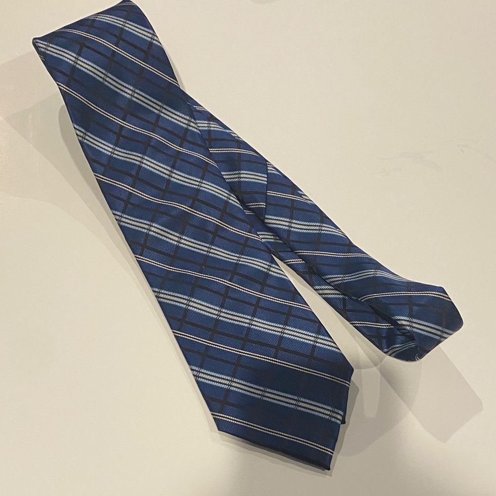 George Navy and Light Blue Checkered Tie